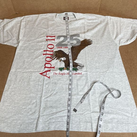 New Vintage Fruit of the Loom Apollo 11 25th Anniversary Package Tshirt XL Grey - Picture 11 of 11